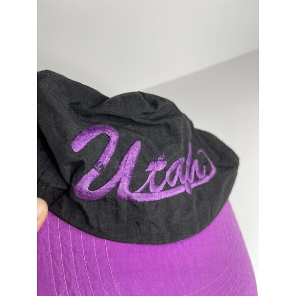 Vintage Nylon Black Purple Utah Hat Cap SnapBack Embroidered Lightweight - Picture 7 of 7